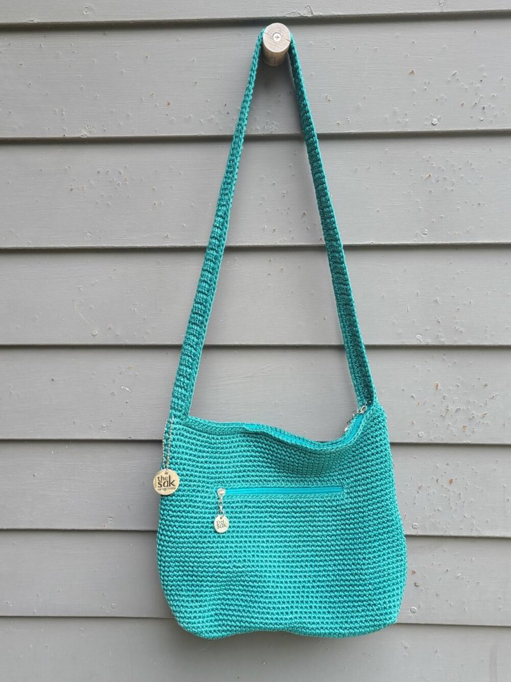 The SAK Green Crochet Crosbody Bag